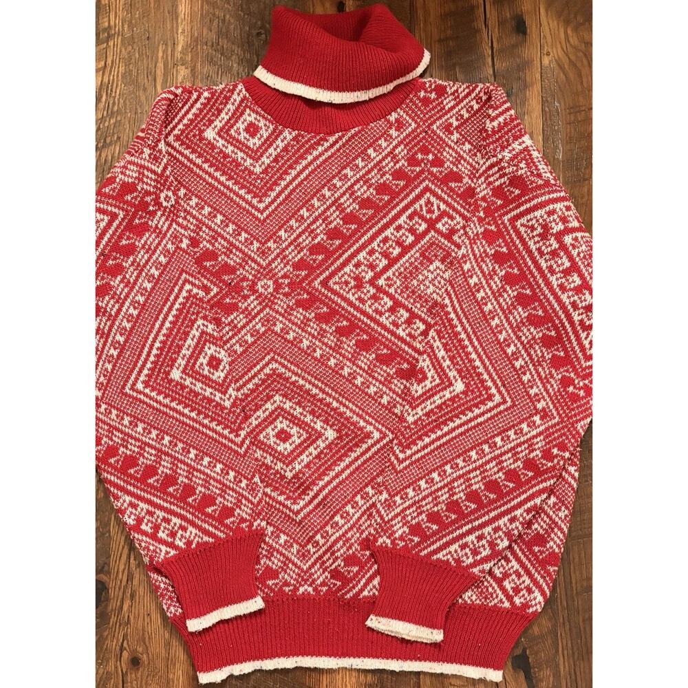 Vintage Coldwater Creek Red Wool Christmas Holiday Sweater Women’s Sz Medium